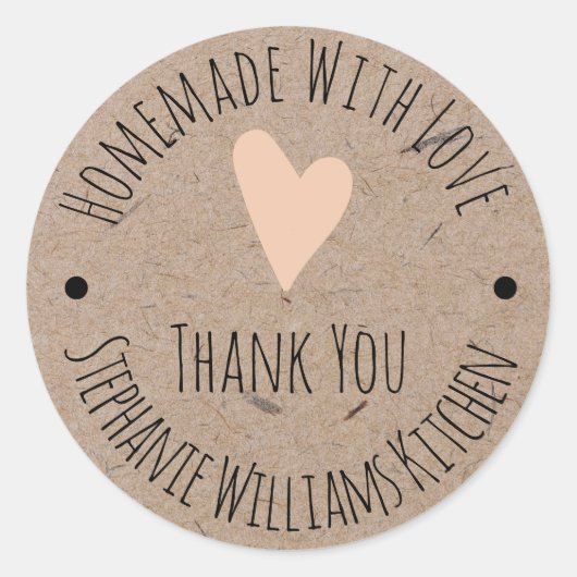 Heimat mit Liebe | Kraft Paper Danke Classic Runder Aufkleber (Vorderseite)