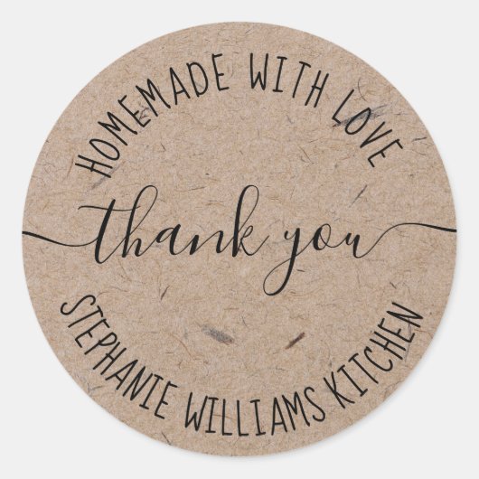 Heimat mit Liebe | Kraft Paper Danke Classic Runder Aufkleber (Vorderseite)