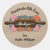 Heimat mit Liebe | Kraft Paper Dankeschön Backen Runder Aufkleber (Vorderseite)