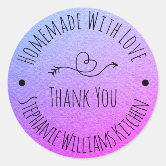 Heimat mit Liebe | Lila Wasserfarbe Vielen Dank Runder Aufkleber (Vorderseite)