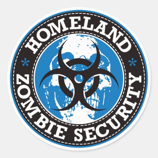 Heimat Zombie Security Skull - Blau Runder Aufkleber (Vorderseite)