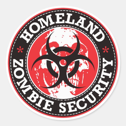 Heimat Zombie Security Skull - Rot Runder Aufkleber (Vorderseite)
