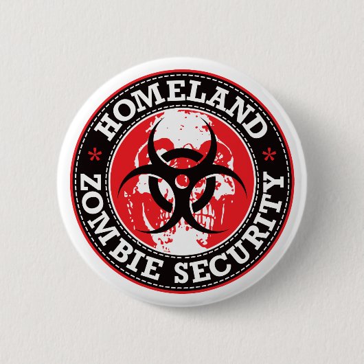 Heimat-Zombie-Sicherheits-Schädel - Rot Button (Vorderseite)