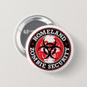 Heimat-Zombie-Sicherheits-Schädel - Rot Button (Vorne & Hinten)
