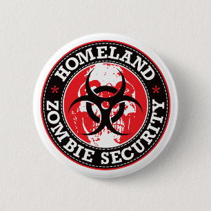 Heimat-Zombie-Sicherheits-Schädel - Rot Button