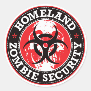 Heimat-Zombie-Sicherheits-Schädel - Rot Runder Aufkleber