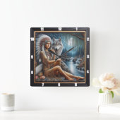 Heimatreise: Verstecktes Waldherz Quadratische Wanduhr (Zuhause)