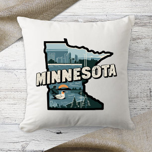 Heimatstaat Retro-Farbe Minnesota Kissen