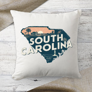 Heimatstaat Retro-Farbe South Carolina Kissen