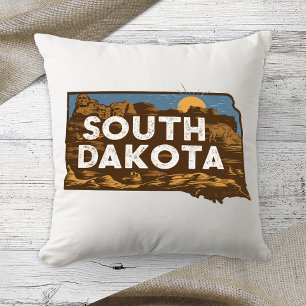 Heimatstaat Retro-Farbe South Dakota Kissen