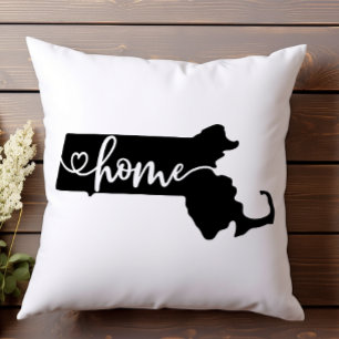Heimatstaat Umriss Herz Massachusetts  Kissen