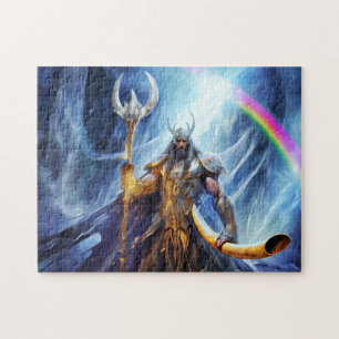 Heimdall und Horn Gjallarhorn an der Bifrost-Brück Puzzle