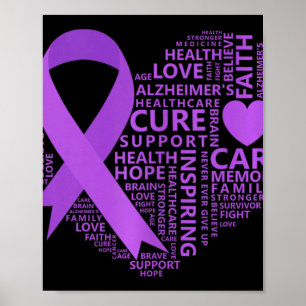 Heimer Awareness Heart Lila Ribbon Poster