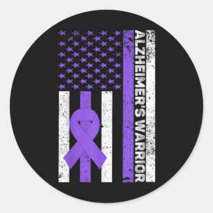 Heimer Warrior Usa Flag Heimers Awareness Lila Runder Aufkleber