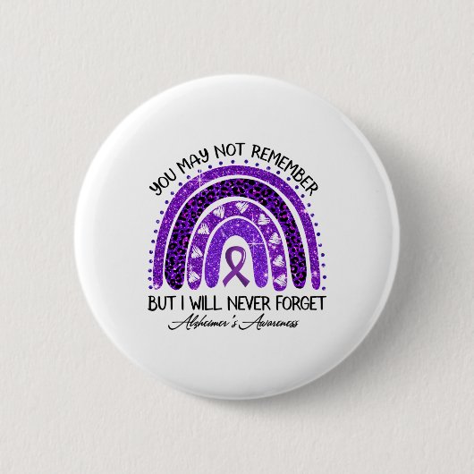 Heimerheimer Awareness Rainbow wird nie vergessen Button (Vorderseite)