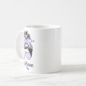 Heimerheimer's Awareness Messy Bun Warrior Glauben Kaffeetasse (Vorderseite Links)