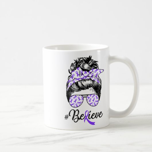 Heimerheimer's Awareness Messy Bun Warrior Glauben Kaffeetasse (Rechts)