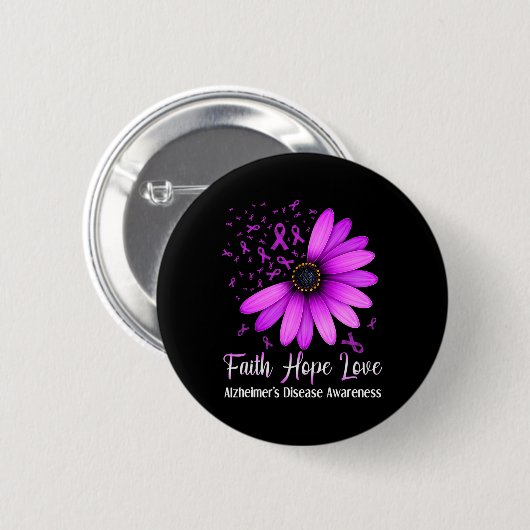 "Heimerheimer's Disease Awareness Faith Hope Liebe Button (Vorne & Hinten)