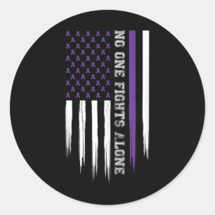Heimers Awareness Lila American Flag Awareness R Runder Aufkleber