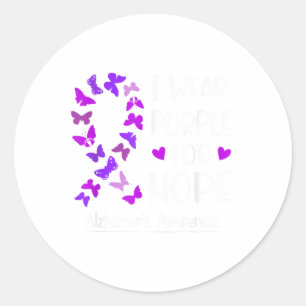 Heimers Awareness Ribbon Butterfly Lila für Hoffnu Runder Aufkleber