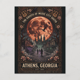 Heimgesuchtes Athens, Georgia Vintage-Horror-Reise Postkarte