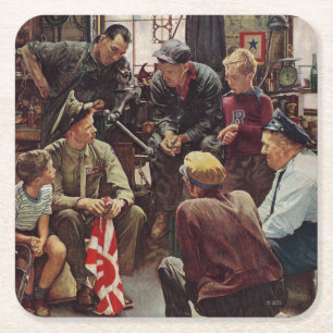 Heimische Marine Rechteckiger Pappuntersetzer