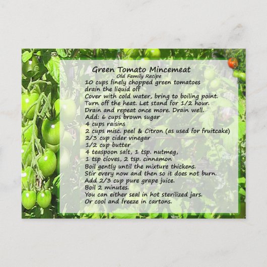 Heimische Mincemeat Rezept Postkarte (Vorderseite)