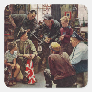 Heimkehr-Marinesoldat Quadratischer Aufkleber