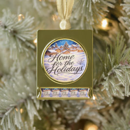 'Heimkehr zur Weihnachtszeit' Banner-Ornament Gold