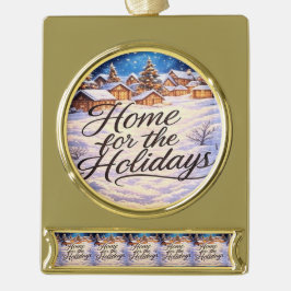 'Heimkehr zur Weihnachtszeit' Banner-Ornament Gold