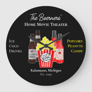 Heimkino-Bier-Soda-Wanduhr Große Wanduhr