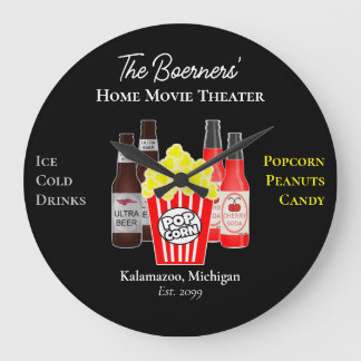 Heimkino-Bier-Soda-Wanduhr Große Wanduhr