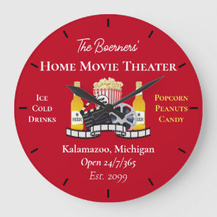 Heimkino-Popcorn-Klappe-Film Große Wanduhr