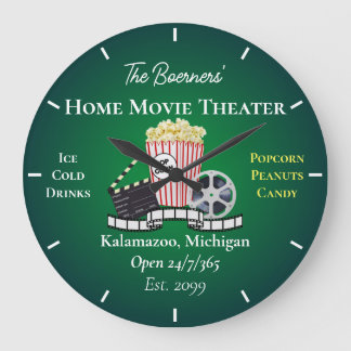 Heimkino-Popcorn-Klappe-Film-Rund Große Wanduhr