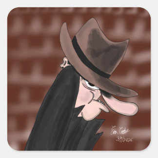 Heimlicher Bösewicht Cartoon-Charakter Quadratischer Aufkleber
