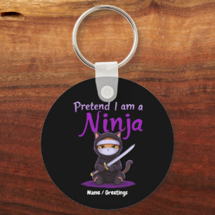 Heimlicher Ninja-Katz Maskierter Kitty-Krieger Pun Schlüsselanhänger