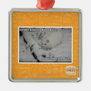 Heimlichkeits-Miezekatze 1 Silbernes Ornament