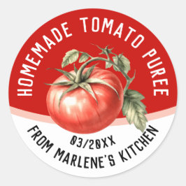 Heimtierbares Tomatenpüree mit roter Tomate Runder Aufkleber