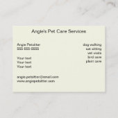 Heimtiere Sitter - Hund und Katze gelb Visitenkarte (Rückseite)