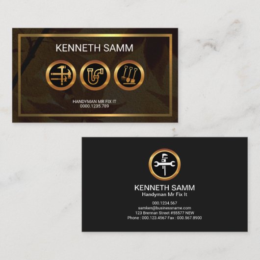 Heimwerker-Ahornblatt-Goldgrenzen Visitenkarte (Vorne/Hinten)