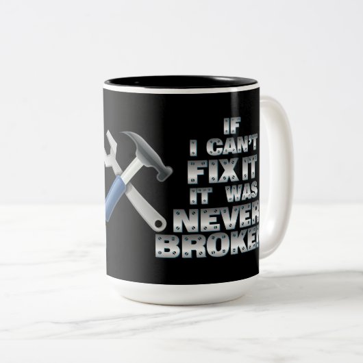 Heimwerker bearbeitet Spaß Zweifarbige Tasse (VorderseiteRechts)