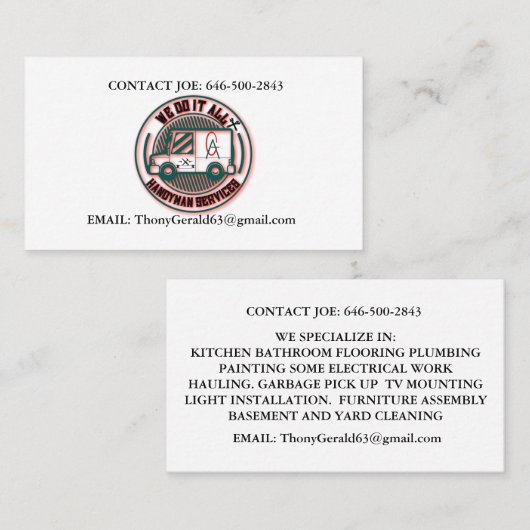 HEIMWERKER VISITENKARTE (Vorne/Hinten)