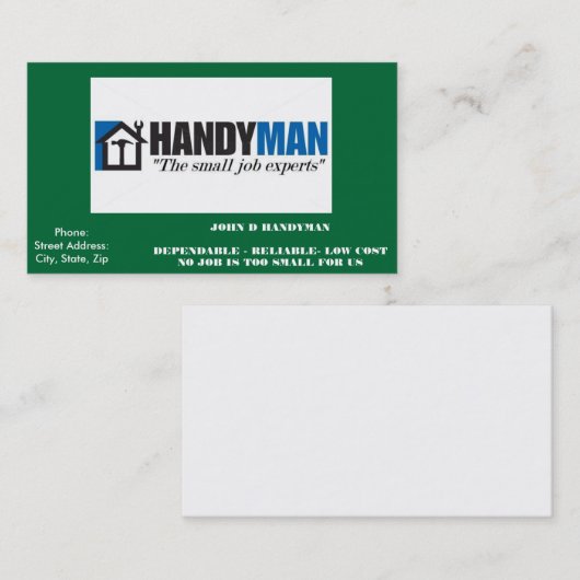 HEIMWERKER-VISITENKARTE VISITENKARTE (Vorne/Hinten)