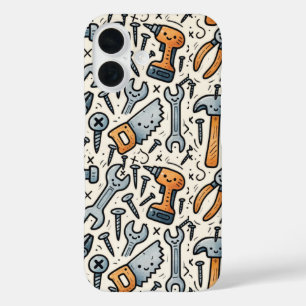 Heimwerker-Werkzeugsammlung Doodle-Kunst iPhone 16 Hülle