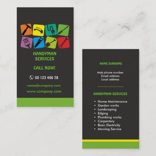 Heimwerkerdienstleistungen, Zuhausewartung Visitenkarte (Vorne/Hinten)