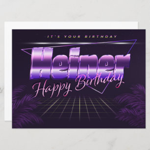 Heiner Name Vorname lila retro Karte Geburtstag