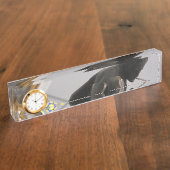 Heinrich-Heine-Tischuhr Namensplakette (Seite)