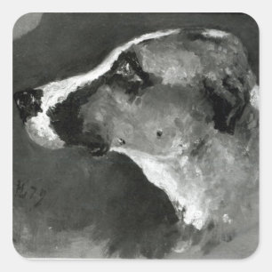 Heinrich von Toulouse-Lautrec Head of a Dog with S Quadratischer Aufkleber