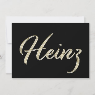 Heinz Name white gold Handwriting Karte
