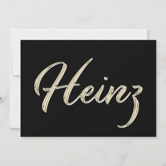 Heinz Name white gold Handwriting Karte (Vorderseite)